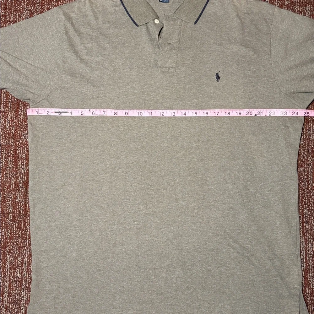 Vintage polo byRalph Lauren Grayish green Polo with Navy Trim short sleeve XXL